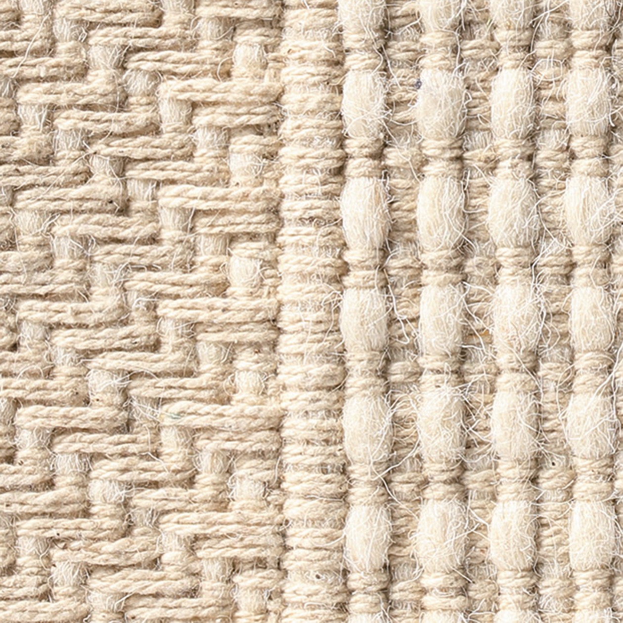 WOOL COTTON HANDWOVEN MAT ECRU PATTERN BORDER