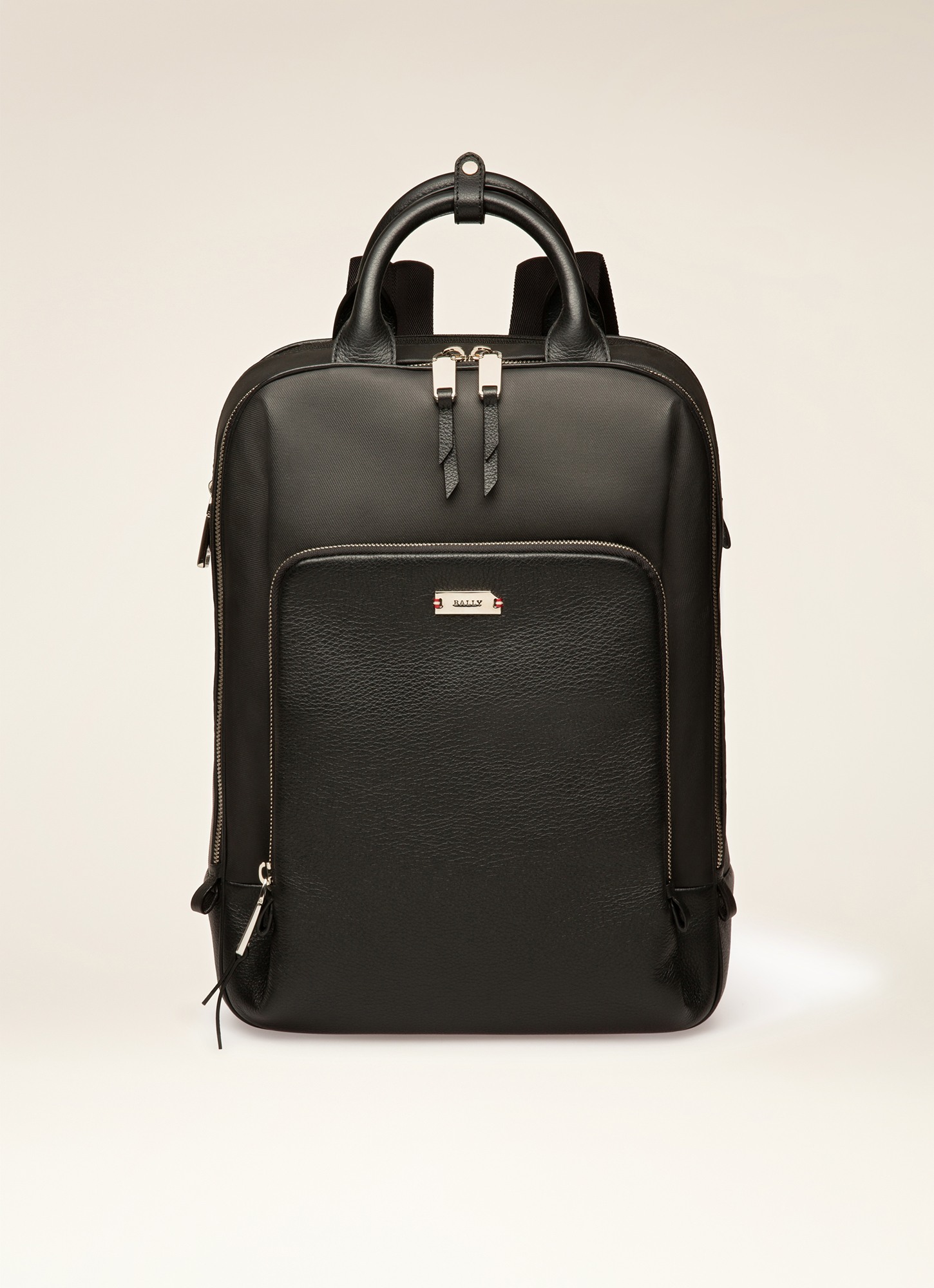 Veltio Cotton Mix & Leather Backpack In Black