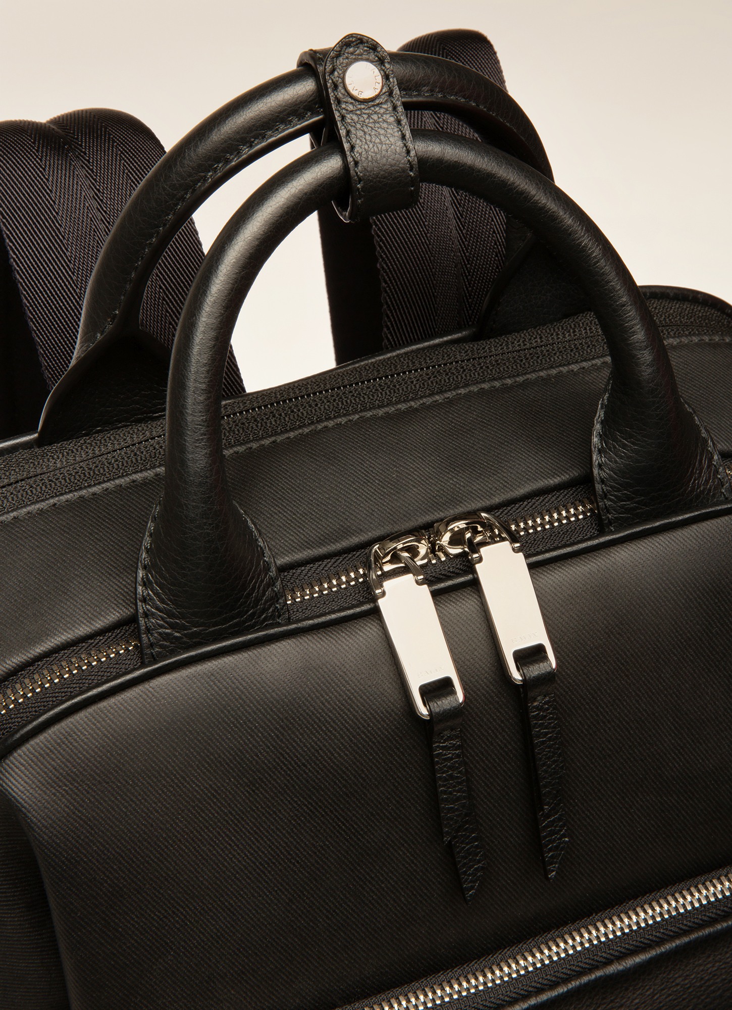Veltio Cotton Mix & Leather Backpack In Black