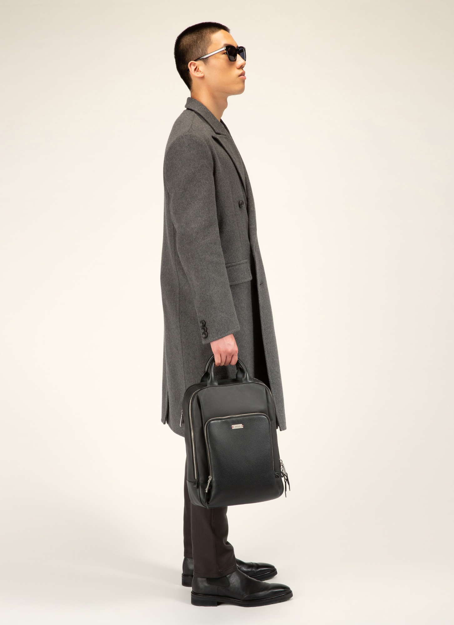 Veltio Cotton Mix & Leather Backpack In Black
