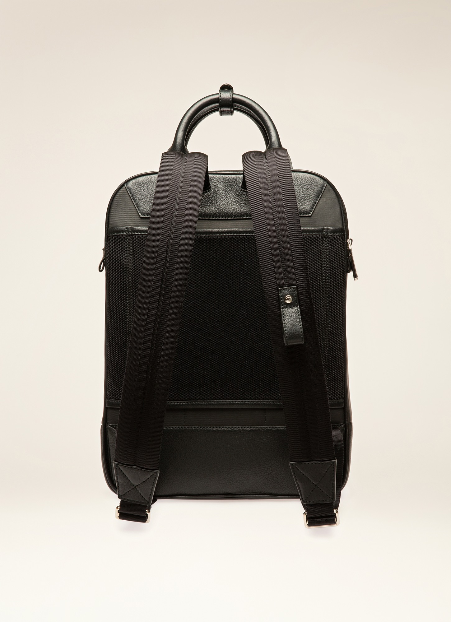 Veltio Cotton Mix & Leather Backpack In Black