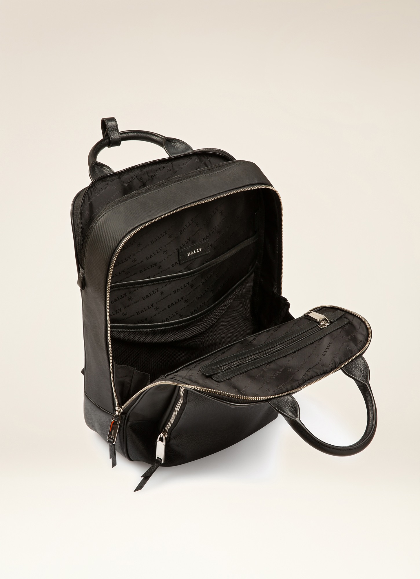 Veltio Cotton Mix & Leather Backpack In Black