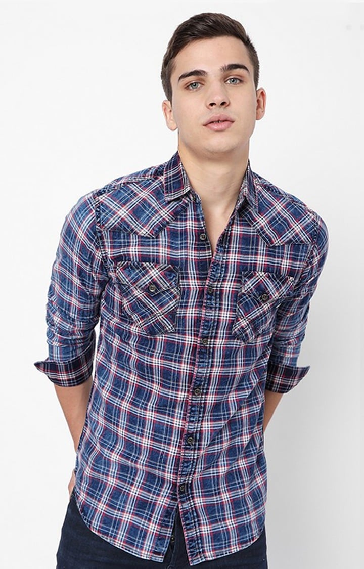 GAS | Kant Checked Slim Fit Shirt with Flap Pockets