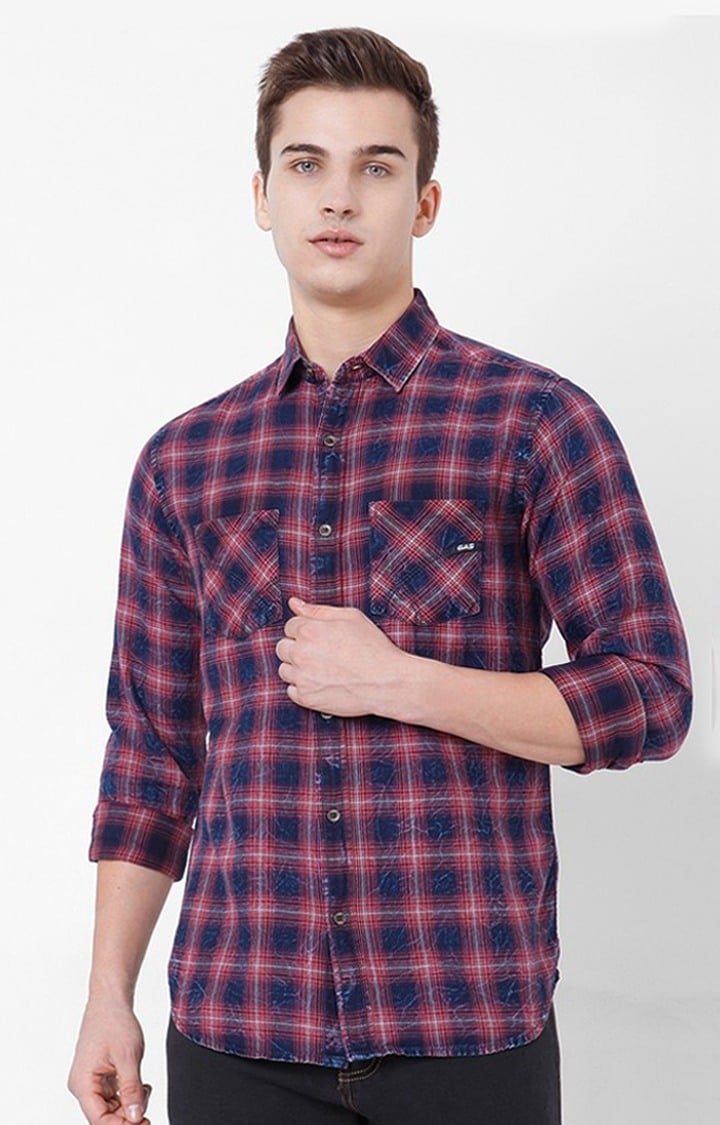 GAS | Checked Slim Fit Shirt with Patch Pocket