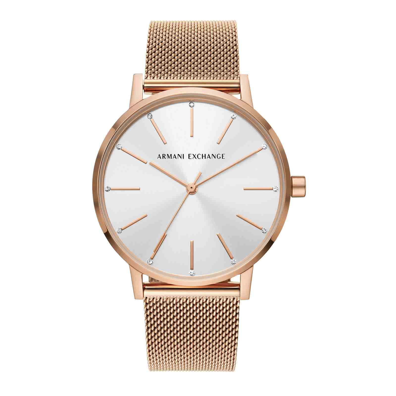 Armani exchange rose gold womens watch top