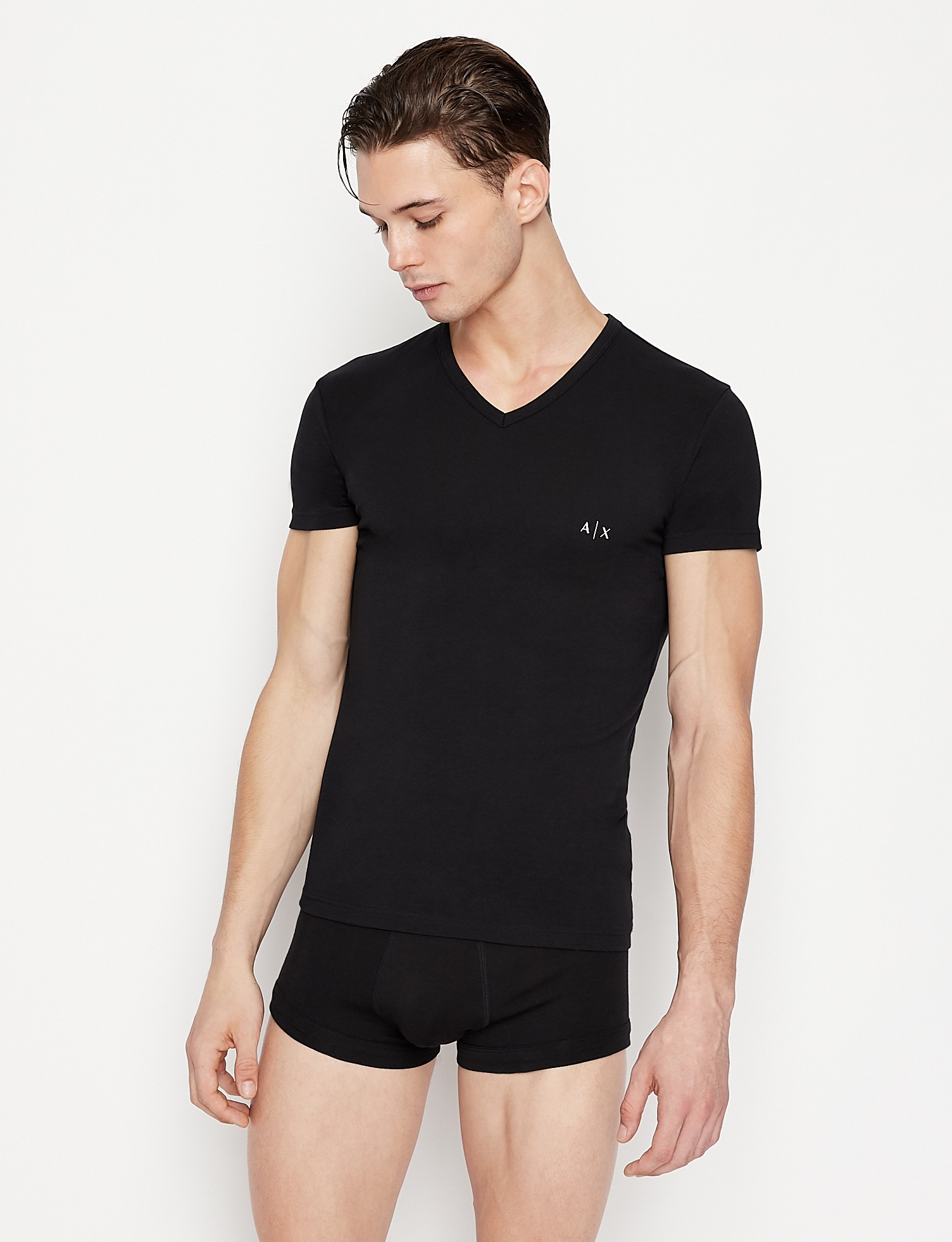 Pack of 2 - Logo Print Regular Fit V Neck T-Shirts