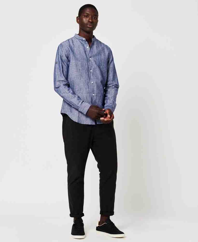 ORGANIC COTTON LINEN LONG SLEEVED GRANDAD SHIRT