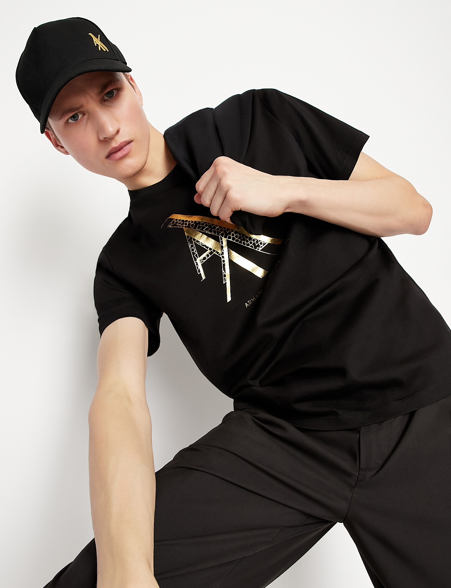Men Black Cotton  T-Shirt