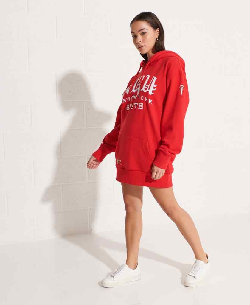 COLLEGE GRAPHIC OVERSIZED HOODIE DRESS