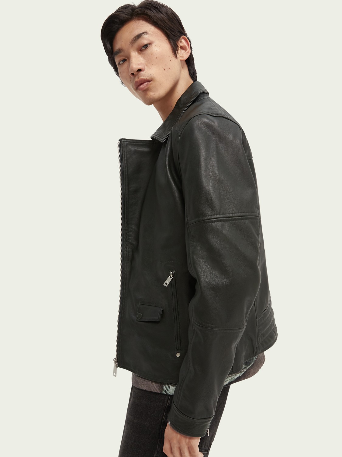 Scotch & Soda Leather biker jacket