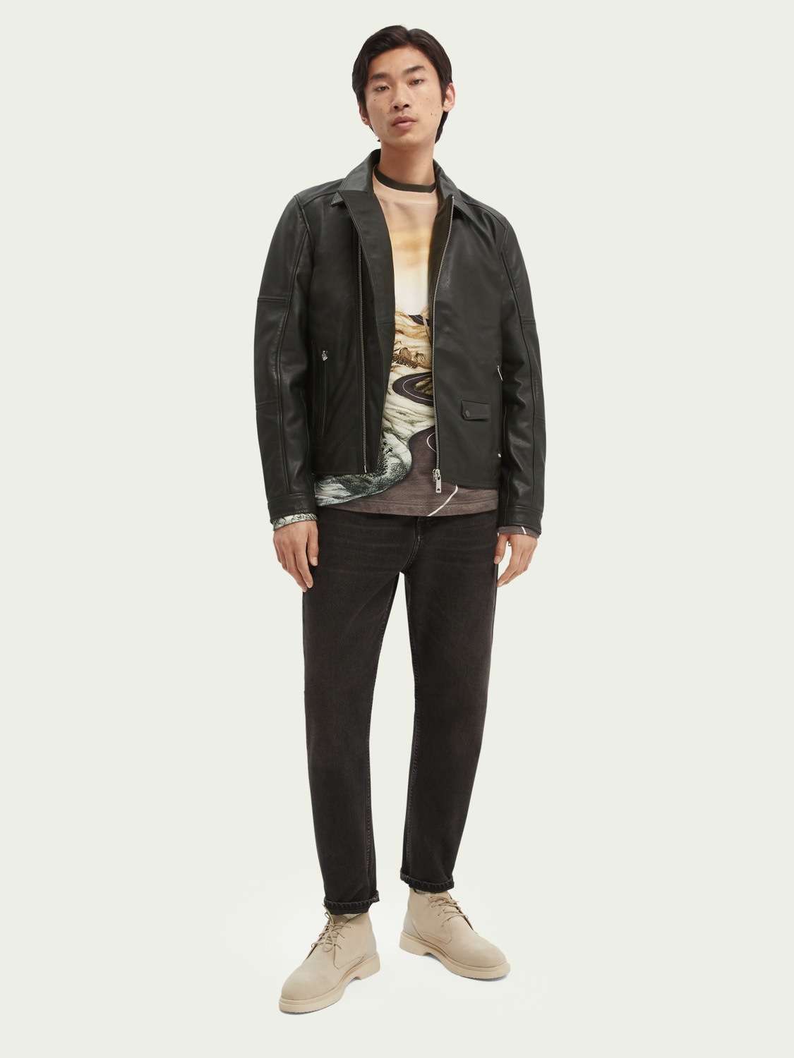 Scotch & Soda Leather biker jacket
