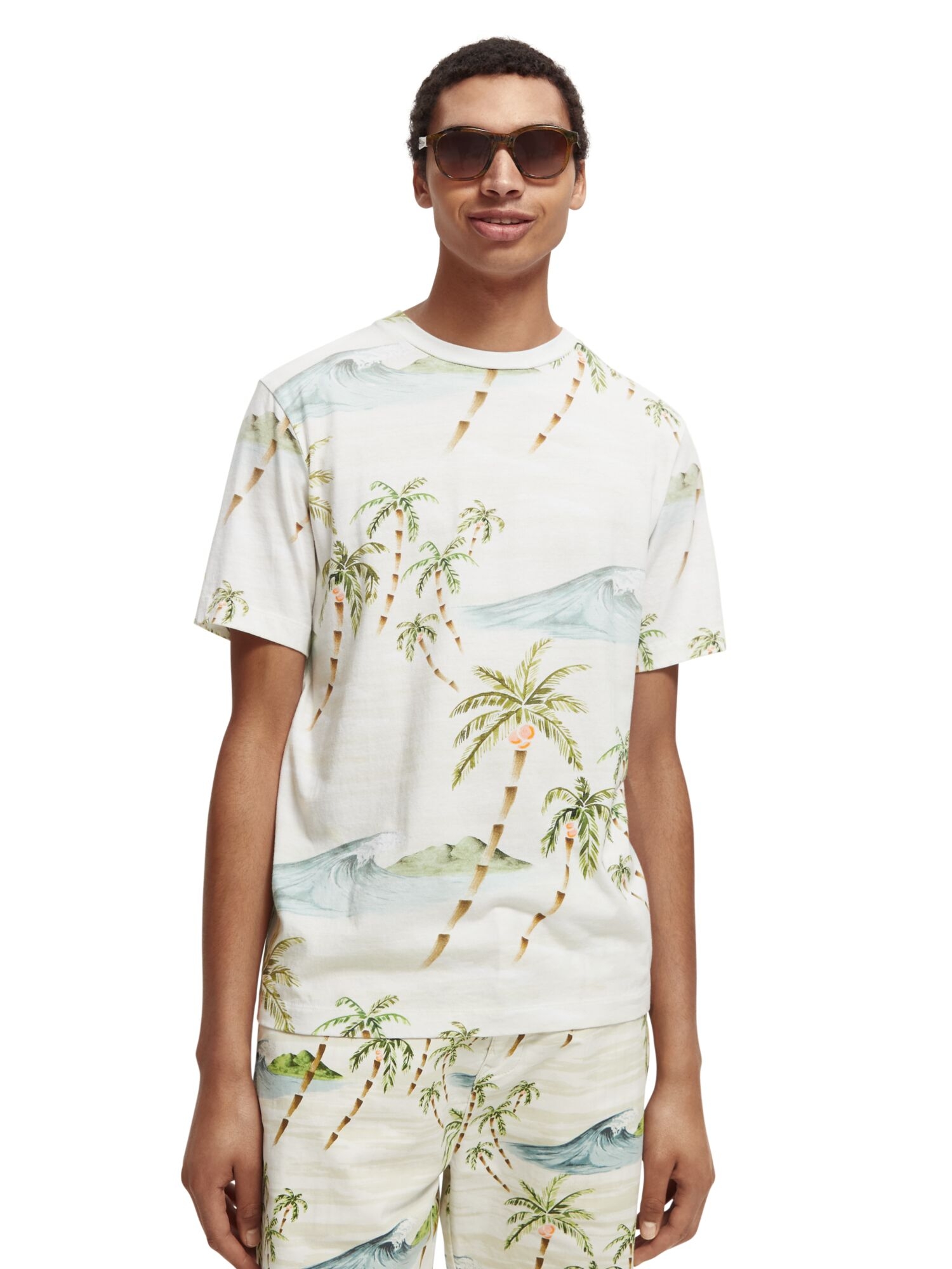 SCOTCH & SODA Printed Jersey Crewneck T-Shirt In Organic Cotton