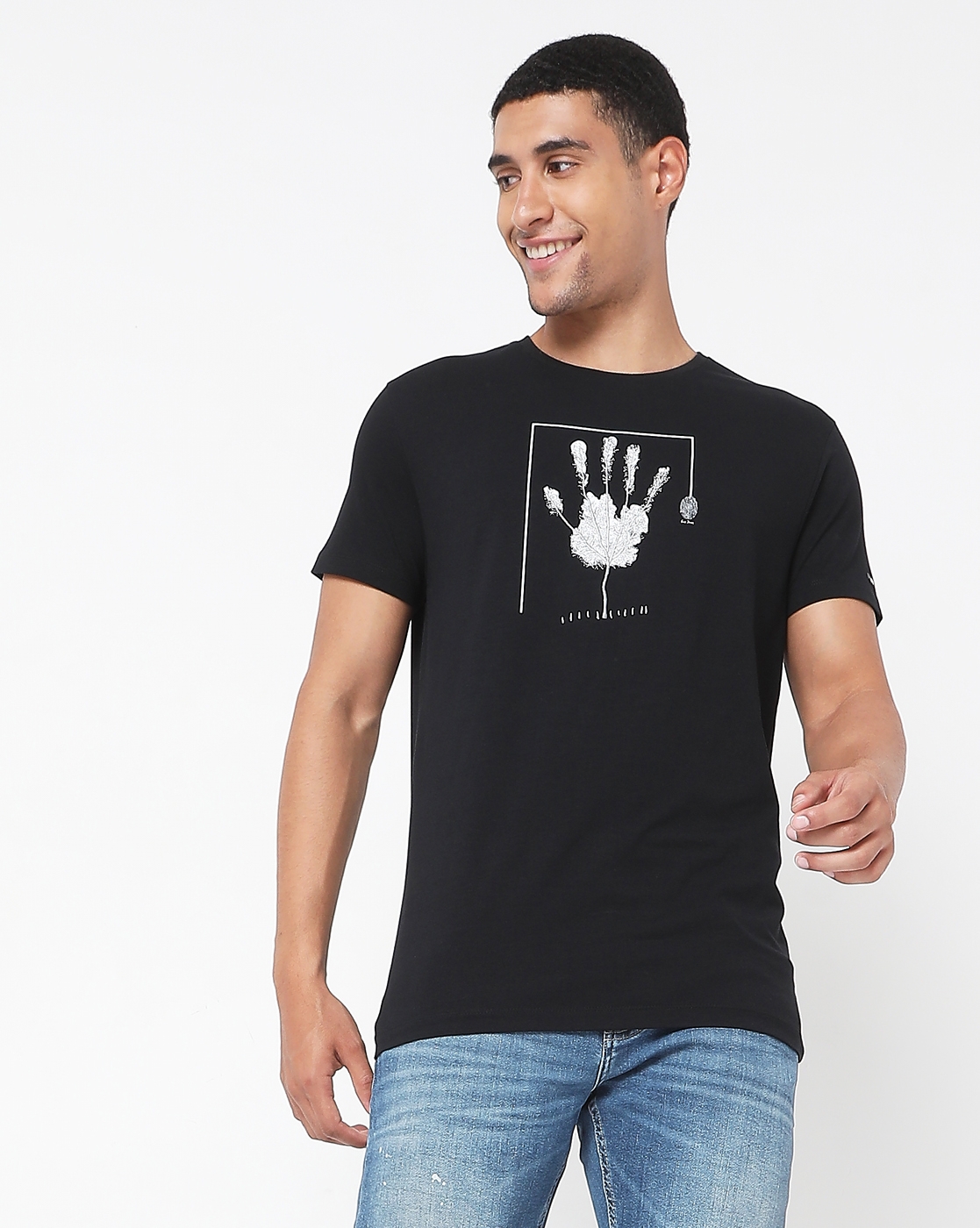 Scuba Hand Print Slim Fit Crew-Neck T-shirt