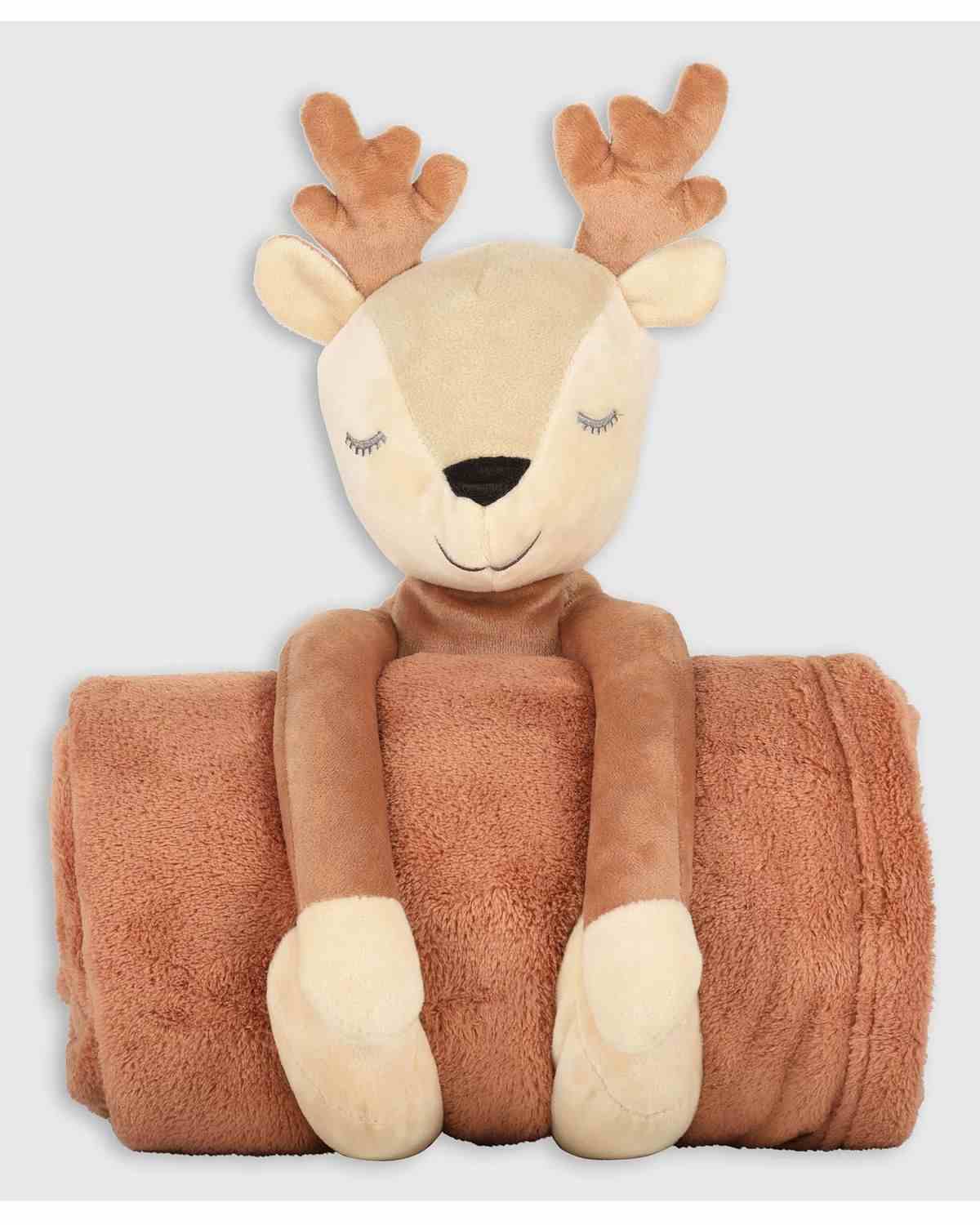 Blanket with stuffed animal