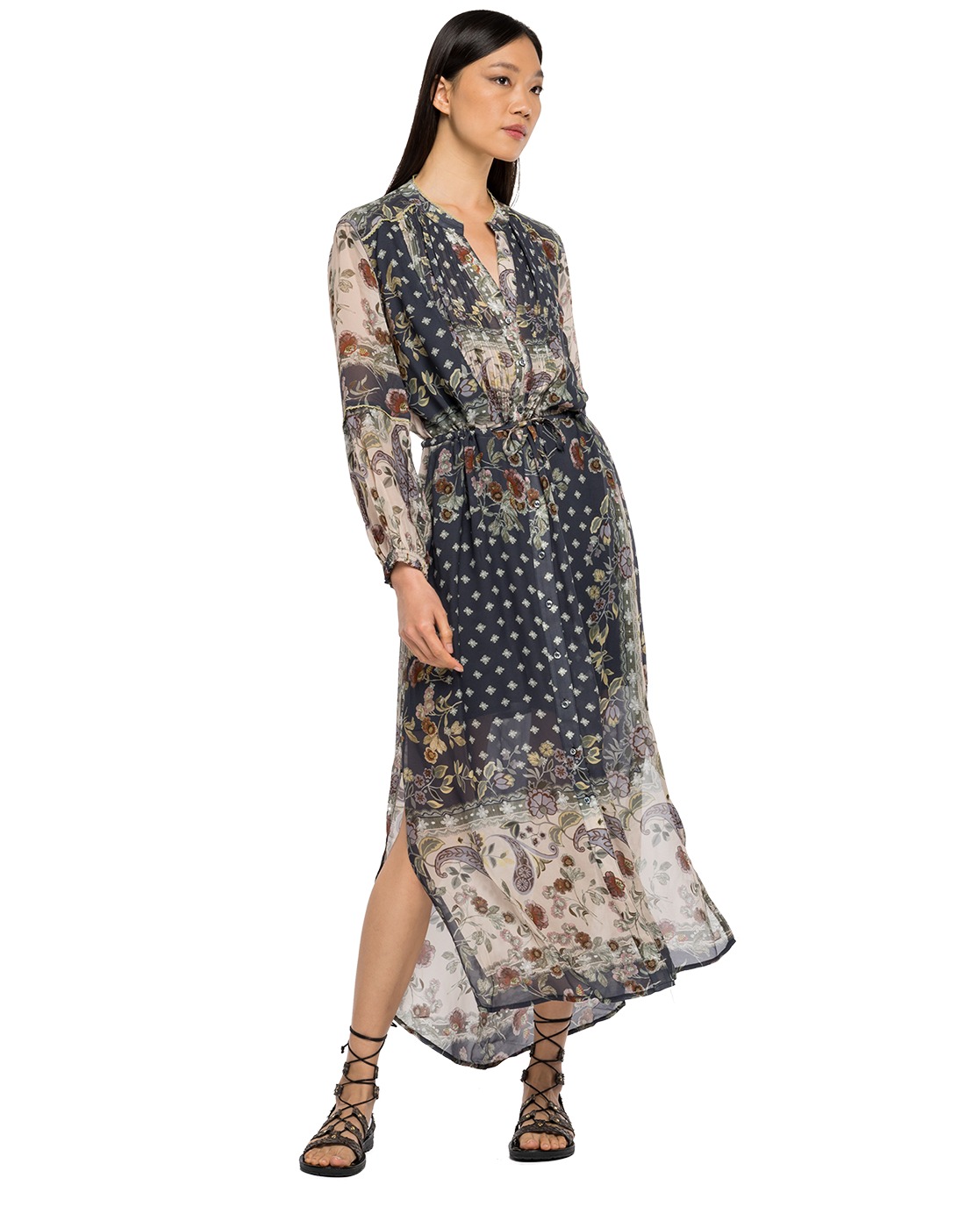 Multicolour Rayon Floral Printed Shirt Dress For Women