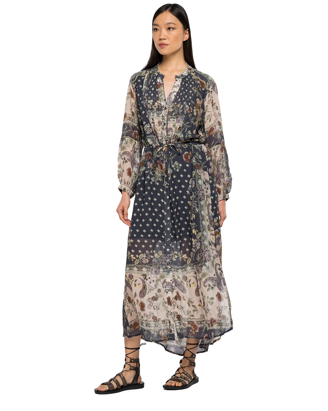 Multicolour Rayon Floral Printed Shirt Dress For Women