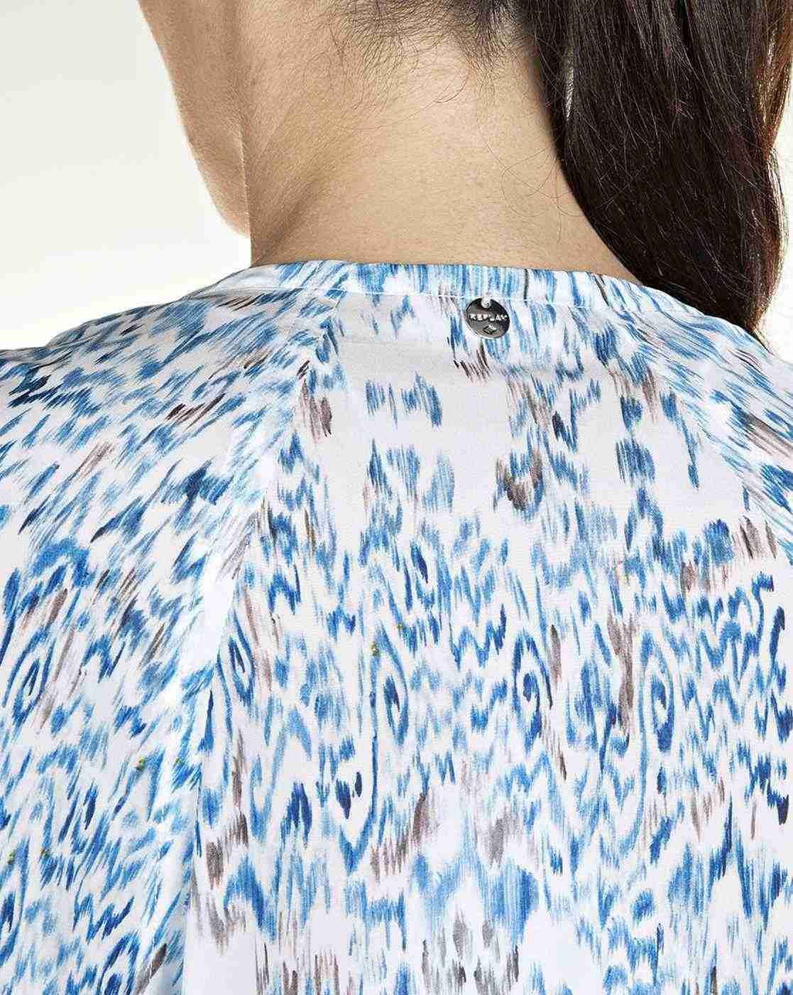 White and Blue Printed Rayon Dresses For Women