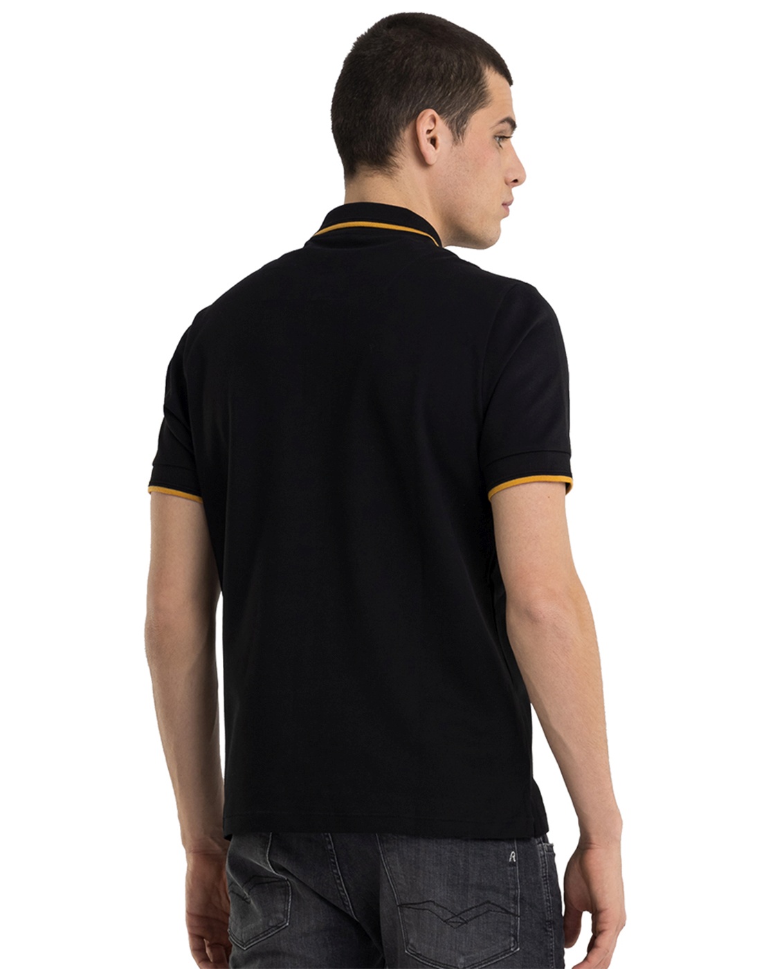 Black Solid Cotton Polos T-Shirt For Men