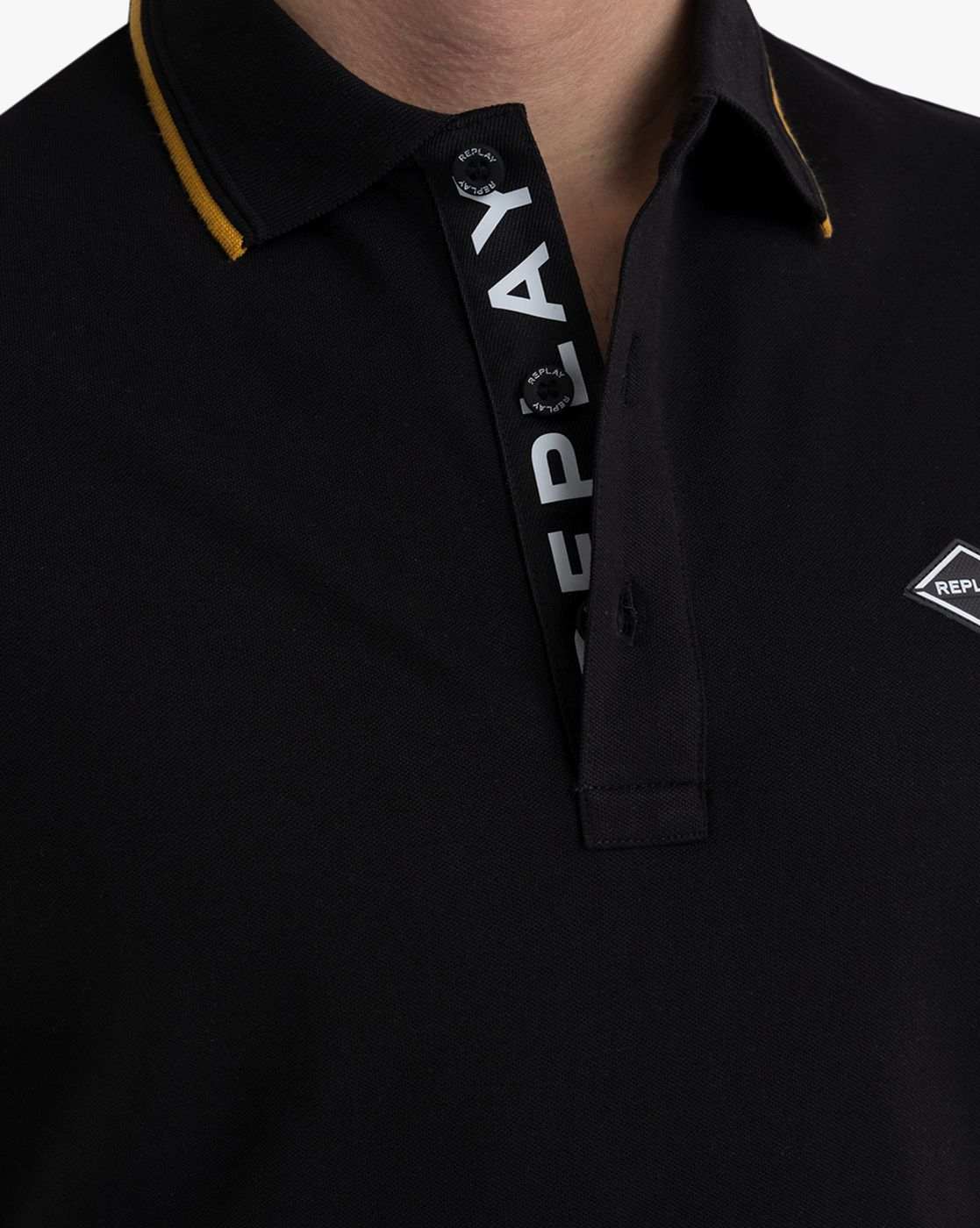 Black Solid Cotton Polos T-Shirt For Men
