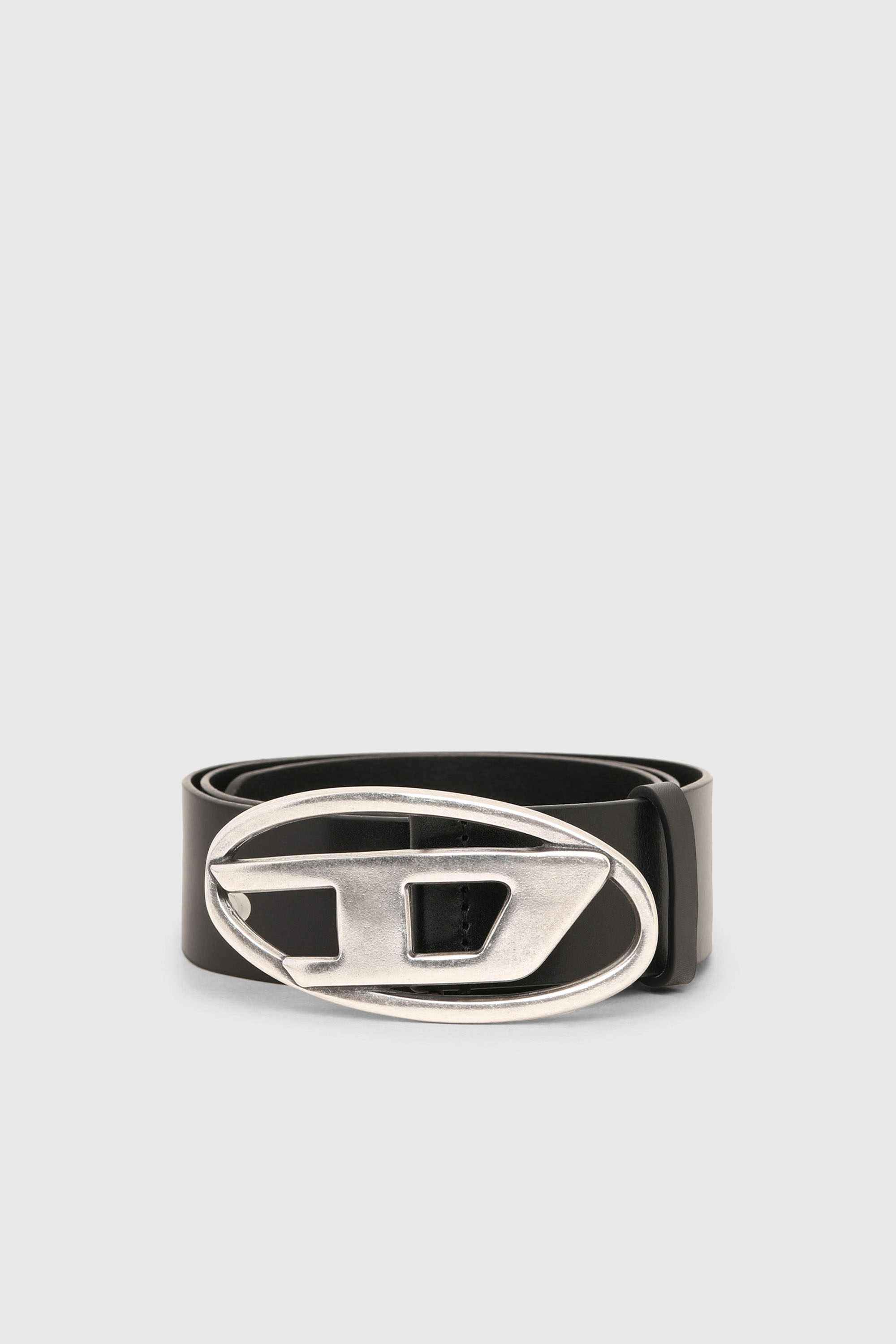 Black Leather belt with D buckle