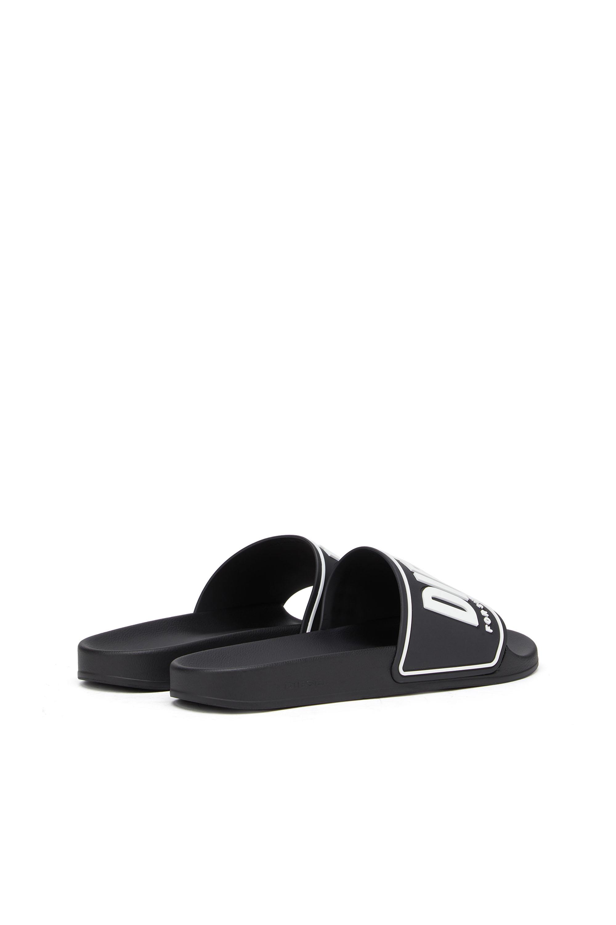 Black Sa-Mayemi-Pool slides with 3D logo