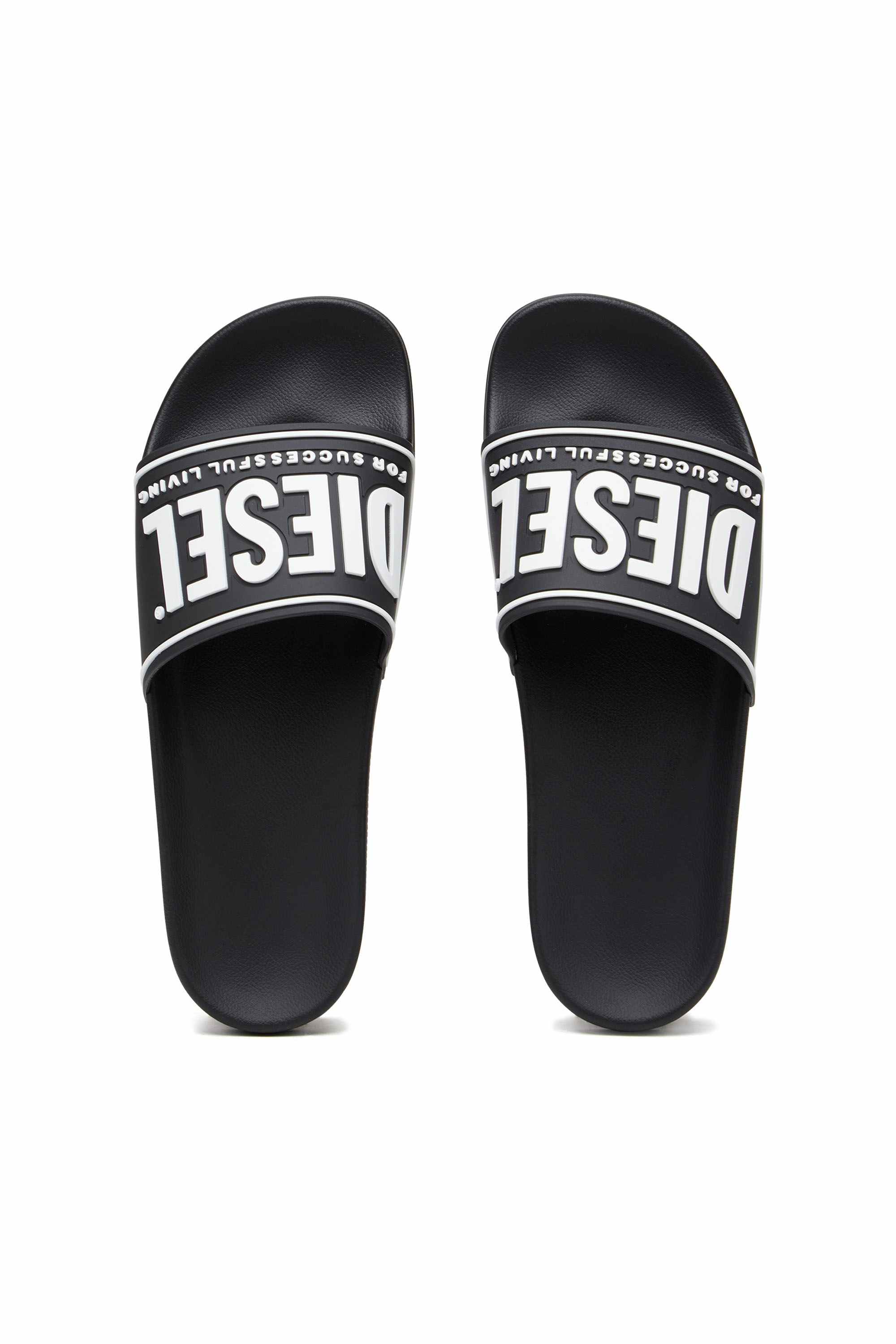 Black Sa-Mayemi-Pool slides with 3D logo
