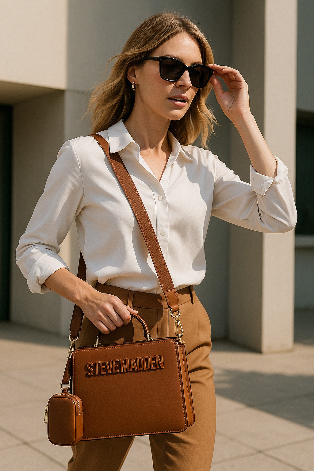 BEVELYN Brown Satchel