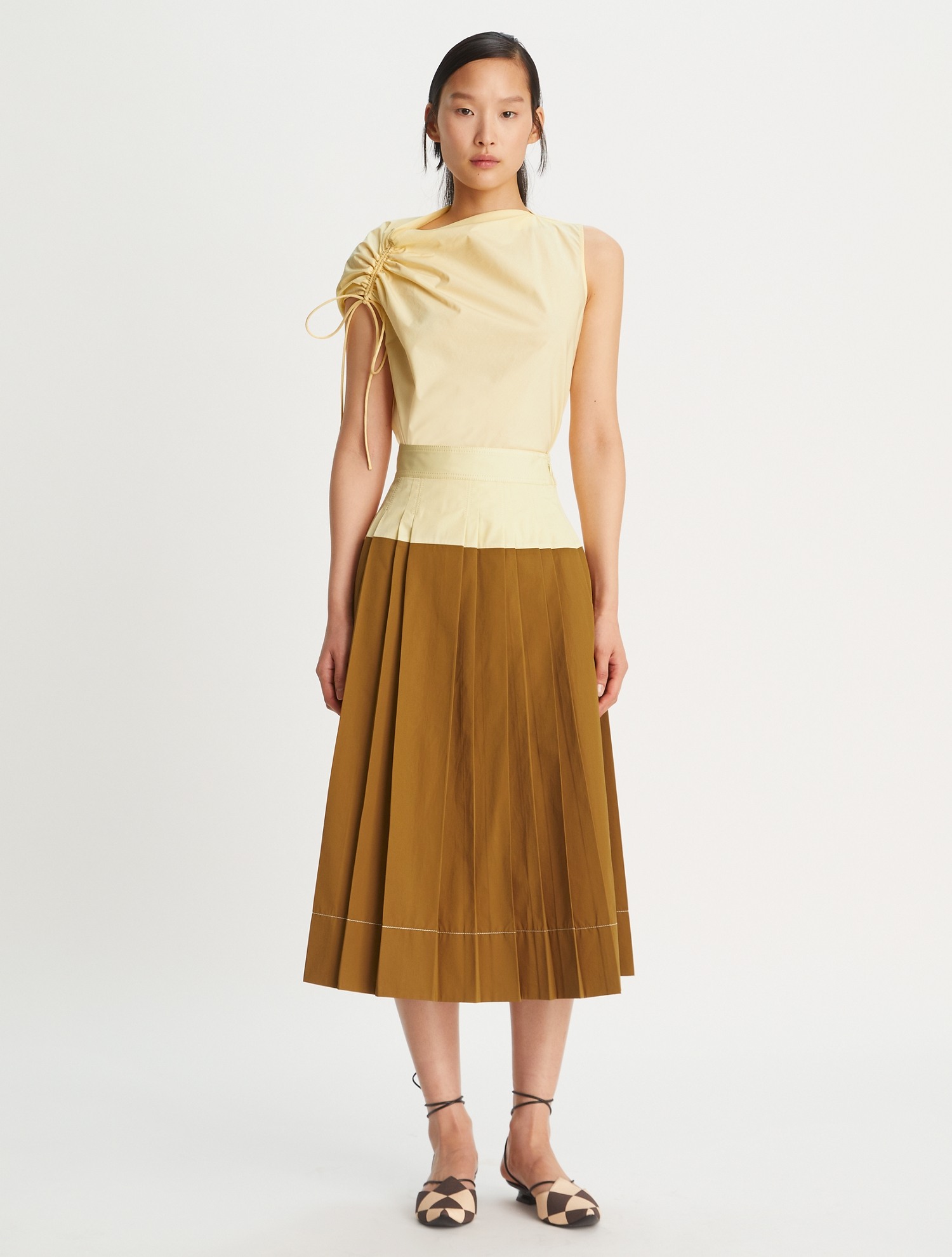 Ruched Cotton Poplin Top