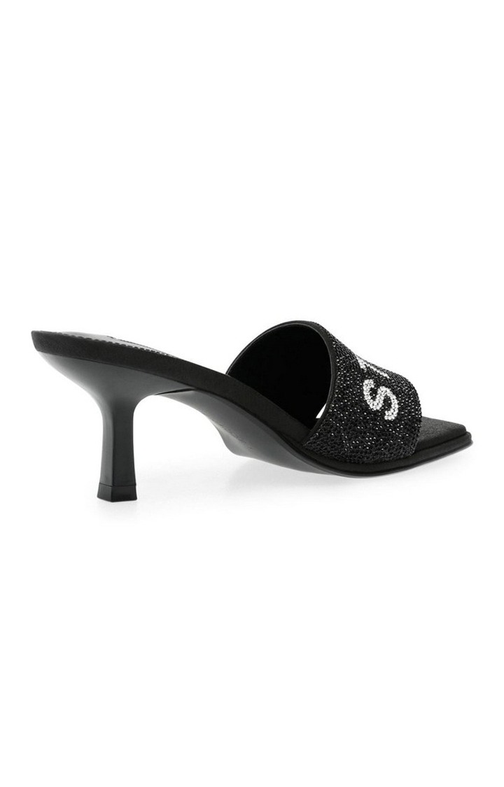 Showy Black Heel Sandals