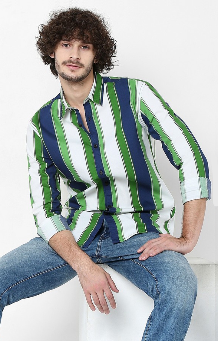 GAS | Striped Slim Fit Shirt with Spread Collar