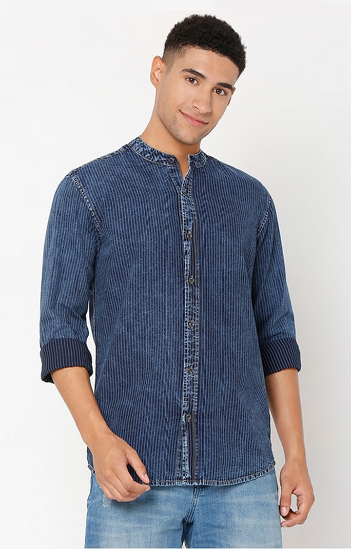 GAS | Striped Mohr Bleu Slim Fit Shirt
