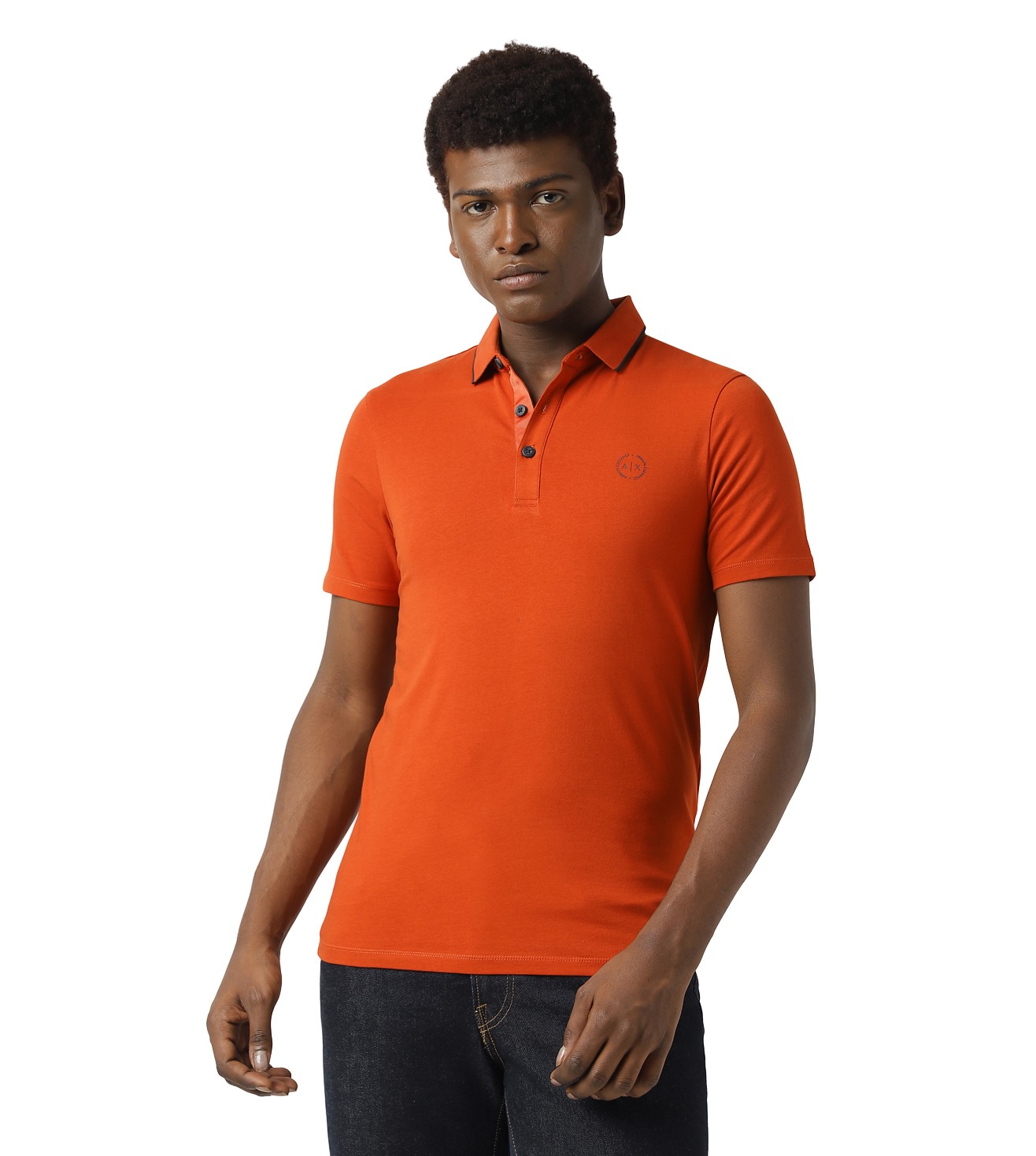 Men Orange Cotton  Polo T-Shirt