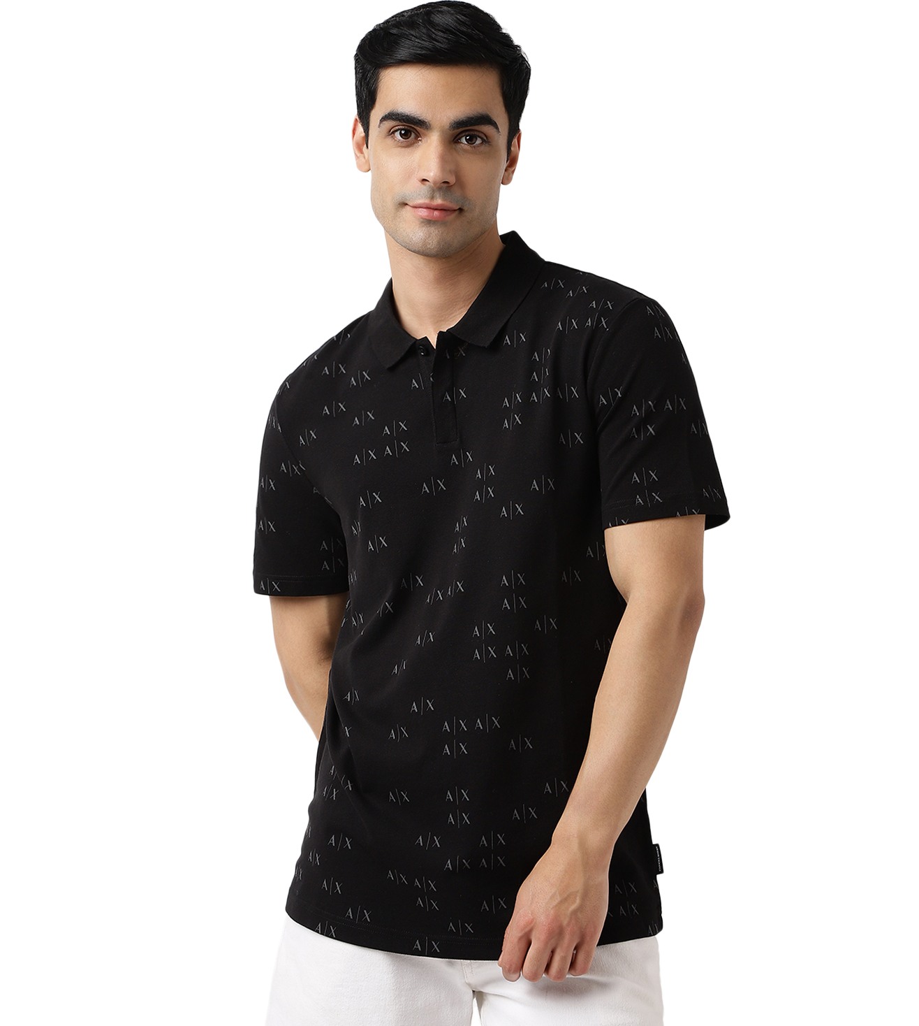 Men Black Cotton  Polo T-Shirt