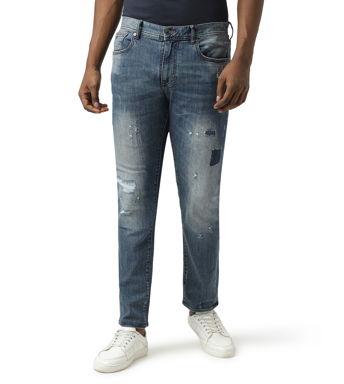 Lightly Washed Distressed Jeans