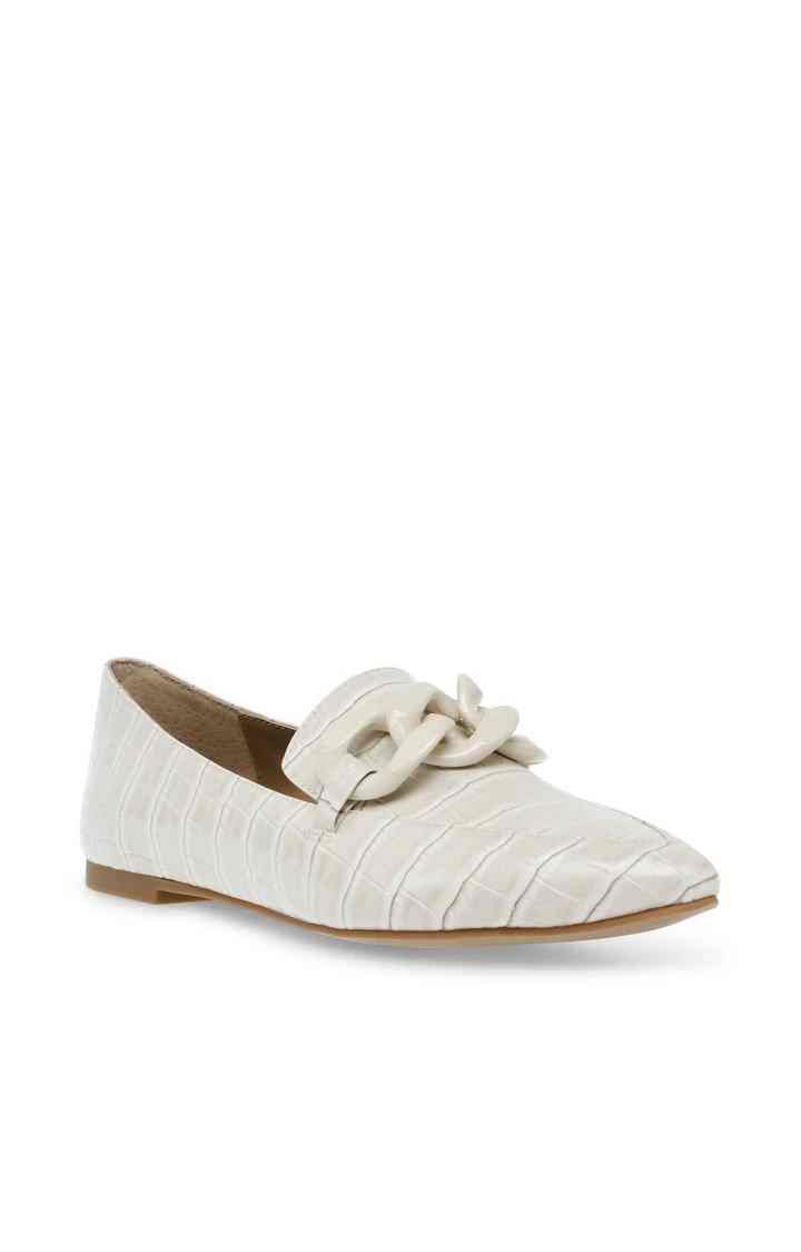 Famed White Closed Flats & Ballerinas