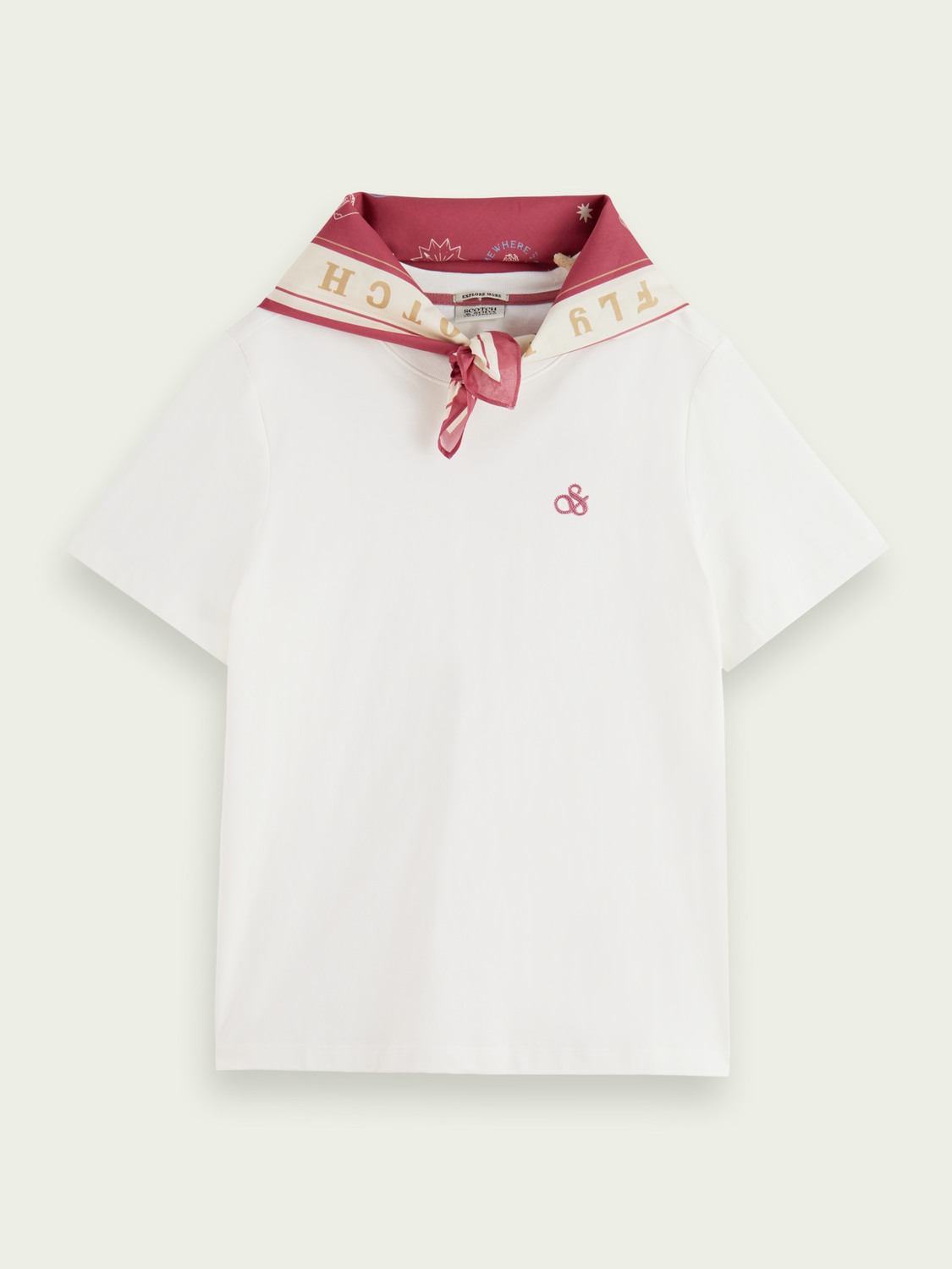Scotch & Soda Regular-fit Organic Cotton T-shirt with detachable bandana