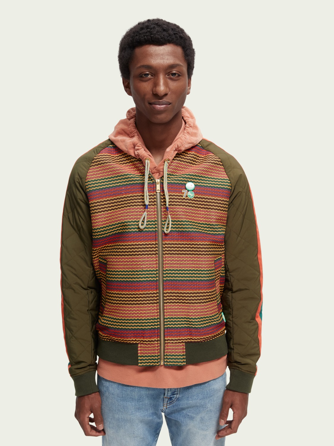 Mix & match quilted bomber jacket