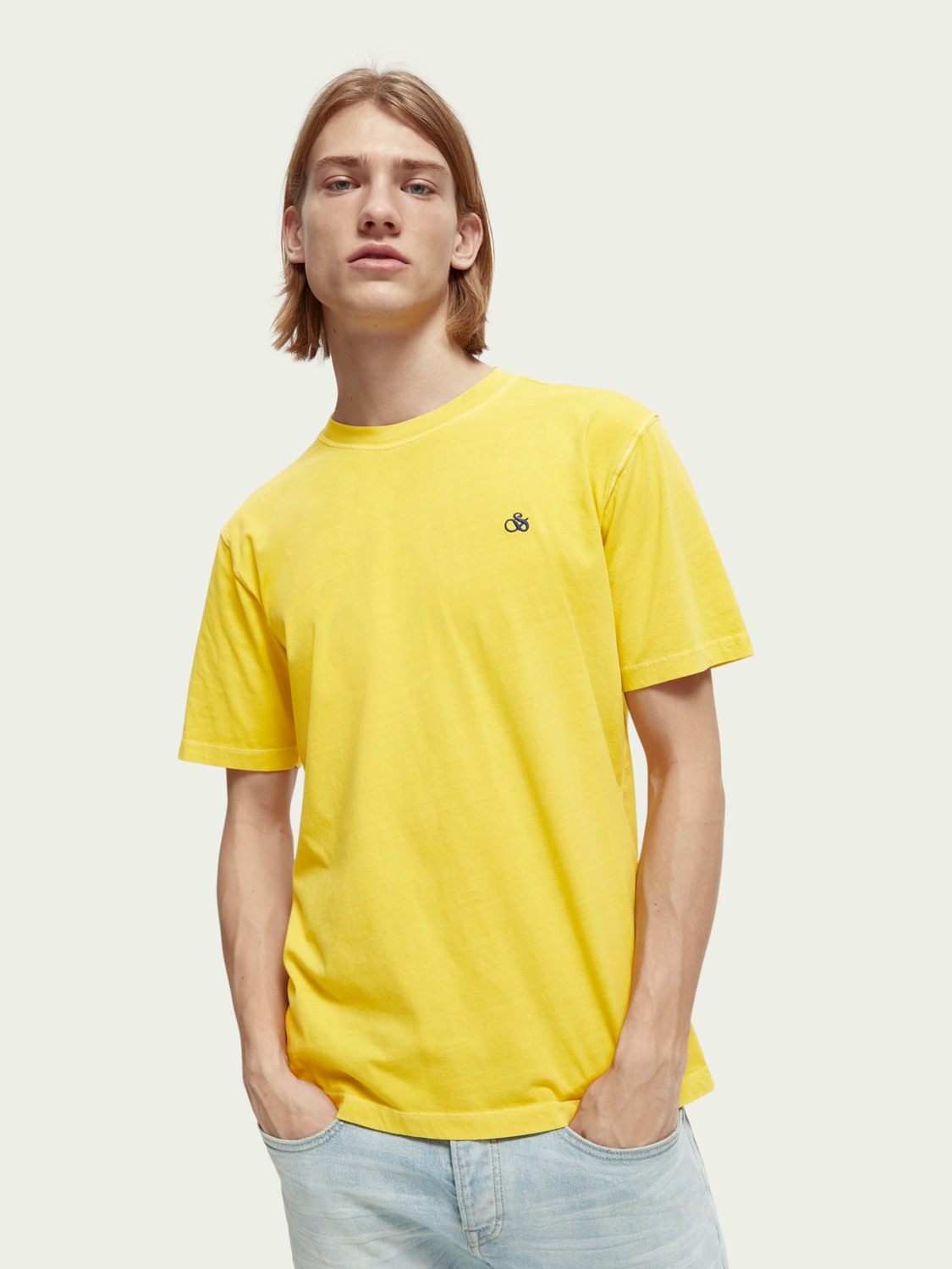 Garment-dyed logo crewneck T-shirt