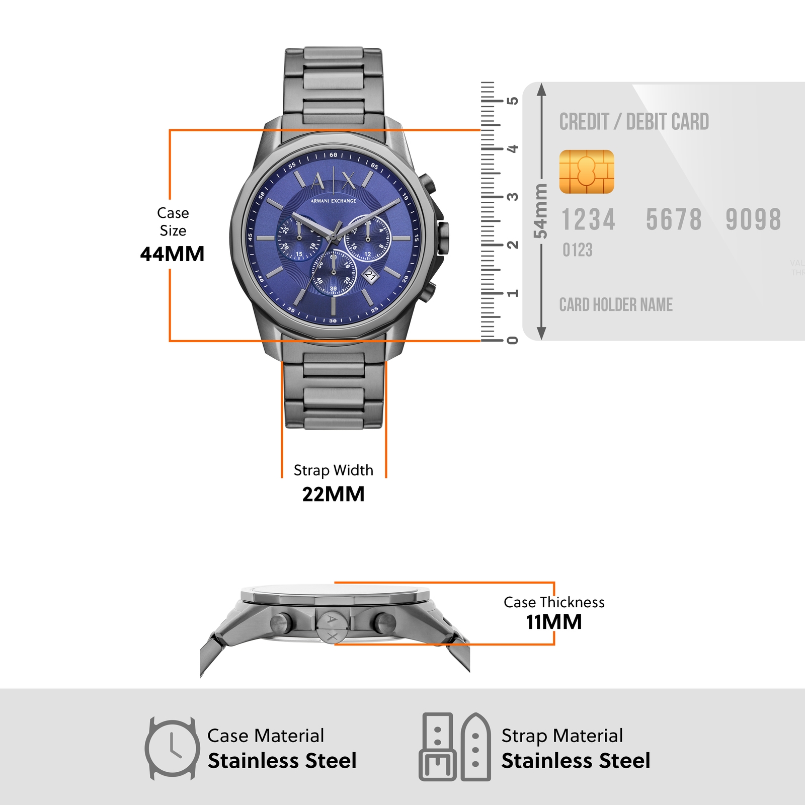 Timex Sleek Full Black Watch With Stainless Steel Bracelet Tw0Tg8304