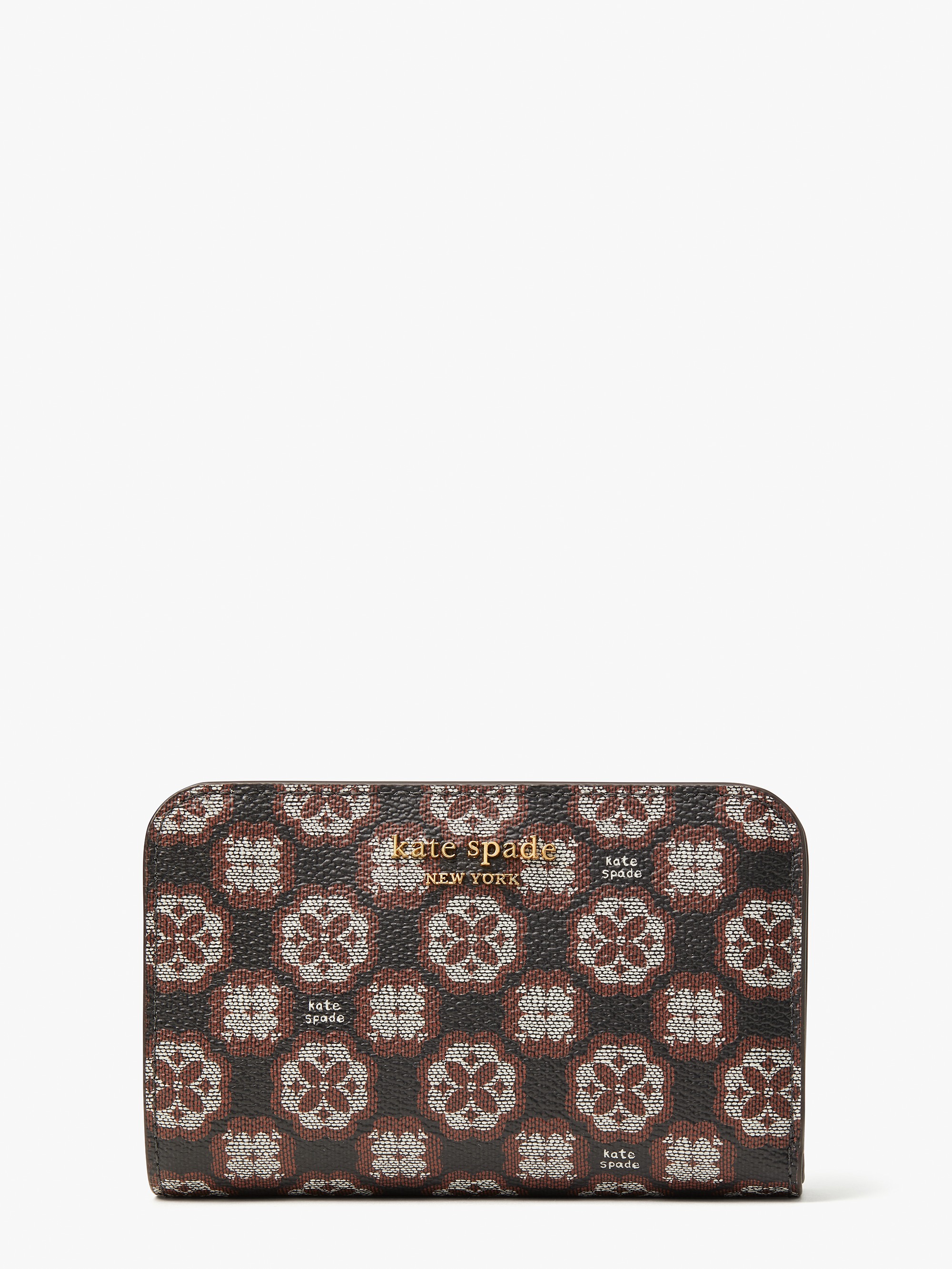 Spade Flower Monogram Coated Canvas Compact Wallet