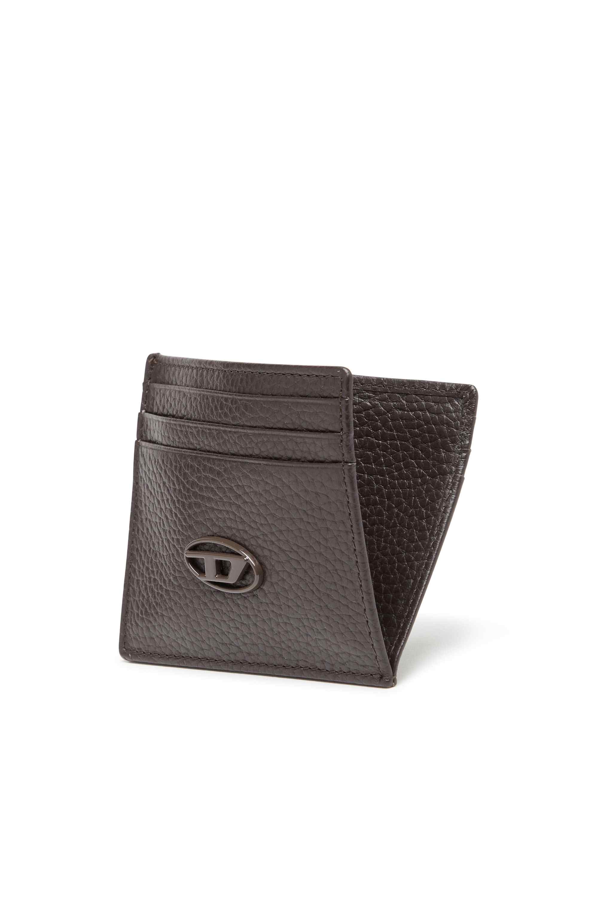 Brown Card case in grained leather