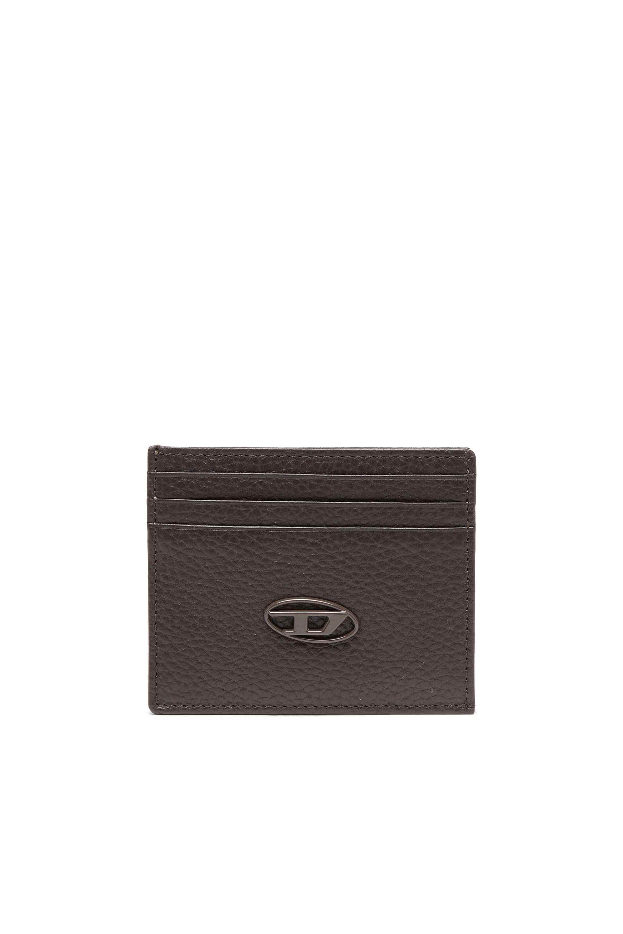 Brown Card case in grained leather