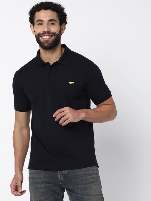 Ralph Regular Fit Navy Cotton Polo T-Shirt