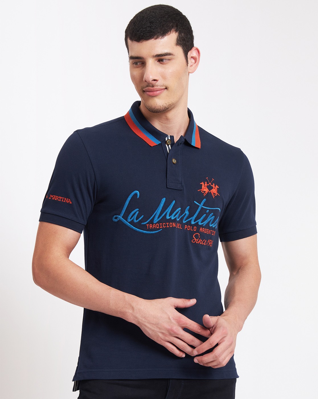 Brand Embroidered Cotton Polo T-Shirt