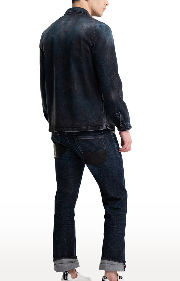 Blue Cotton Denim Jackets for Men