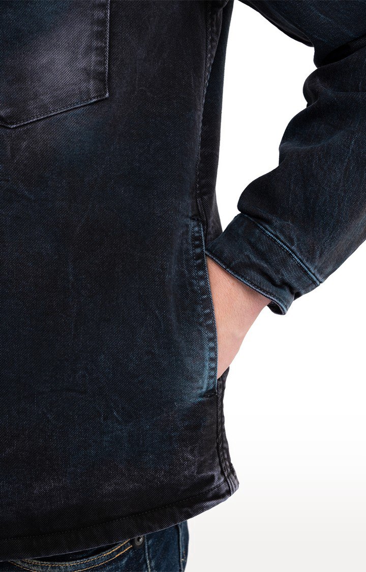 Blue Cotton Denim Jackets for Men