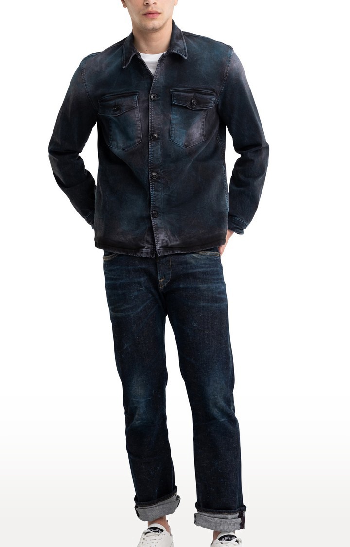 Blue Cotton Denim Jackets for Men