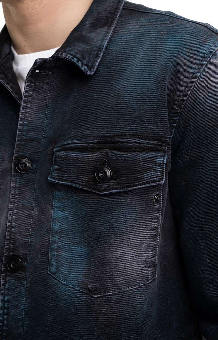 Blue Cotton Denim Jackets for Men