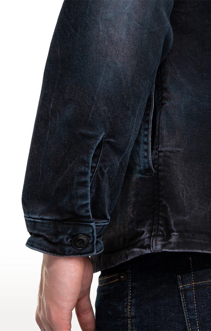 Blue Cotton Denim Jackets for Men