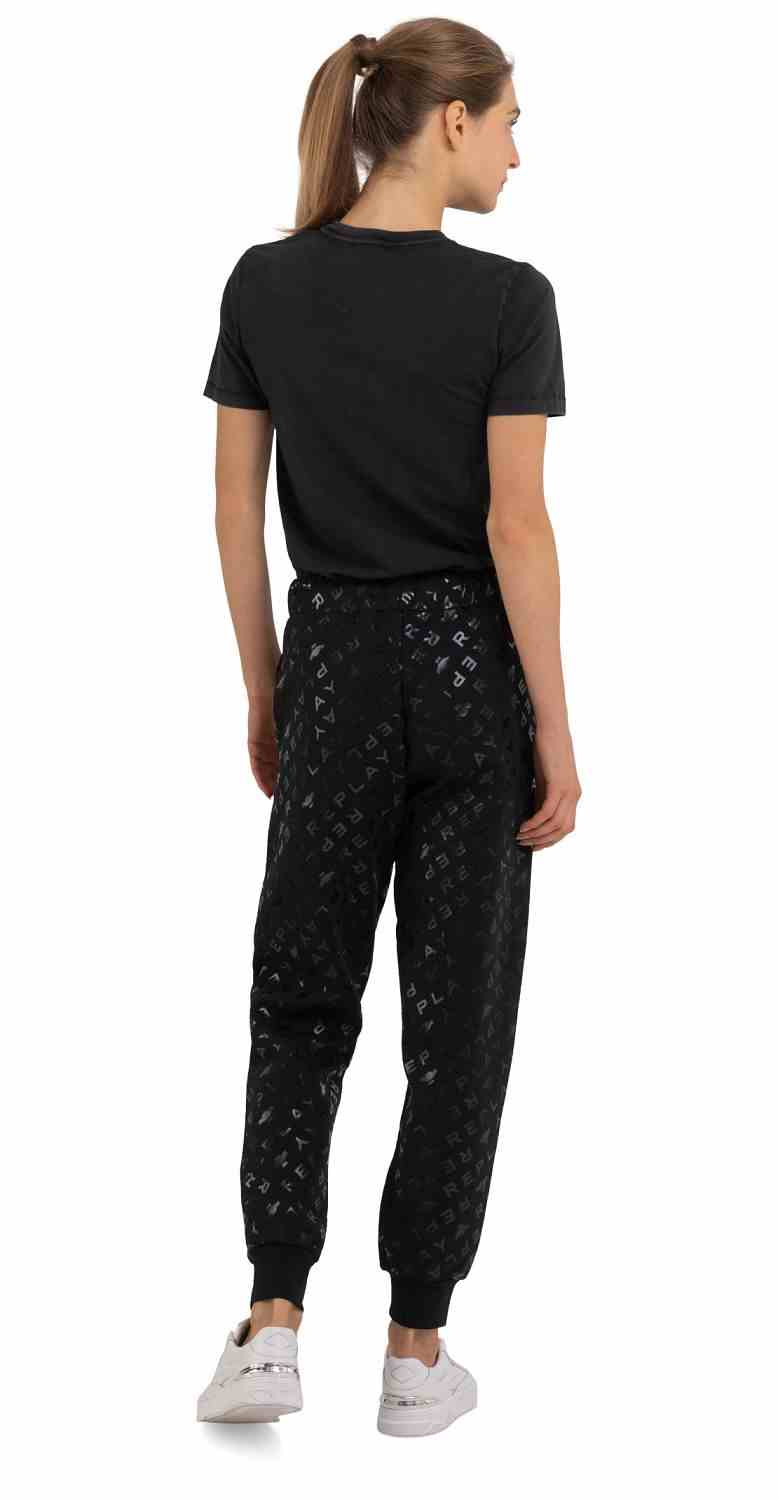 REPLAY ALLOVER PRINTED BLACK JOGGERS